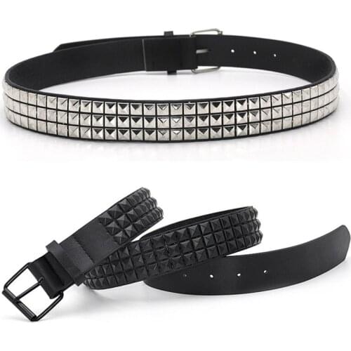GAOKE Pyramid Fashion Rivet Belt Men&Womens Studded Belt Punk Rock With Pin Buckle Drop Shipping Black