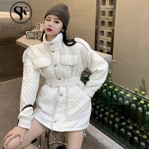 Down Jackets Woman Thick Warm Parka Korean Casual Winter Jacket Loose Women Parkas High Quality Fashion Argyle Cotton Coat