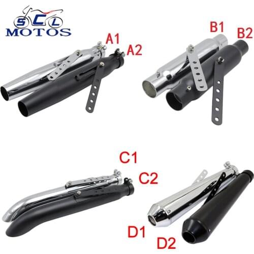 Sclmotos -Antiqued Retro Motorcycle Exhaust Muffler Tip Vintage Rear Pipe Tail Tube For Harley Bobbers For Suzuki For Yamaha KTM