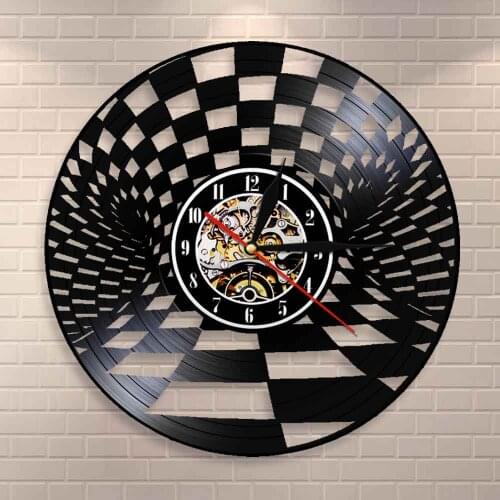 Checkers Vintage Vinyl Record Wall Clock Checkers Wall Decor Gift for Chess Lovers Black And White Chess Board Wall Clock