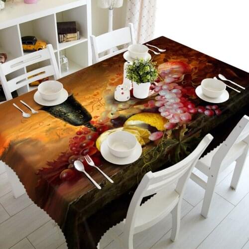 3D Wine Label Grape Pattern Tablecloth Thick Polyester Rectangular Banquet Outdoor Table Cloth Decoration Custom Size