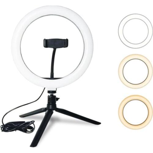 10-inch LED Ring Light Studio Photo Video Dimmable Lamp with Mini Tripod Stand Phone Holder for Selfie Makeup Live Streaming