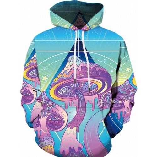 Mushroom hoodie mens 3d color hoodie long space 3d printed hoodie cartoon mens and womens street casual style
