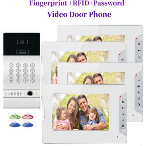 1/2/3/4 Units Apartment Video Door Phone Intercom System Video doorbell for Fingerprint password RIFD card 1 Camera 1-4 Monitor