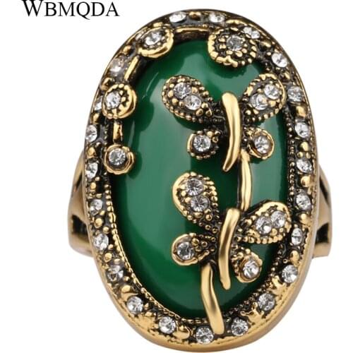Bohemian Jewelry Vintage Crystal Dragonfly Ring 4 Colors Big Stone Rings For Women Turkish Gold Jewellery Free Shipping