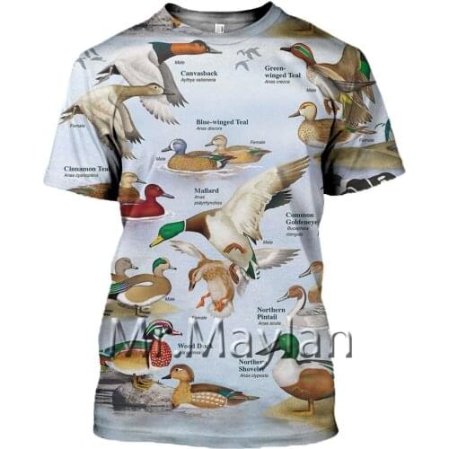 Animal Duck Hunting Art 3D summer mens T shirt Fashion T-shirt Casual Tee shirt/Streetwear Men clothes 2021 Oversized 5XL Z-536