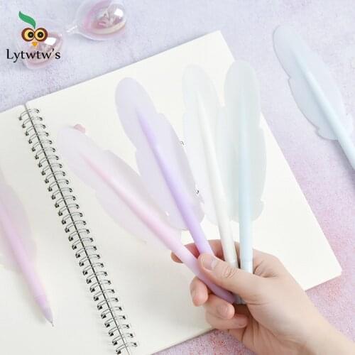 1 Piece Lytwtws Korean Stationery Cute Soft Silicon Feather Pen Creative School Office Supplies Gift Gel Pens