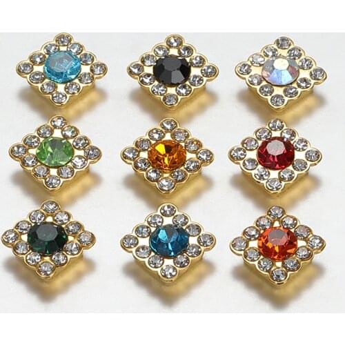 100pcs 10mm Multicolor Square Rhinestone Bezel Cabochons Crystal Patch For Jewelry Making DIY Handmade Crafts Material Accessory