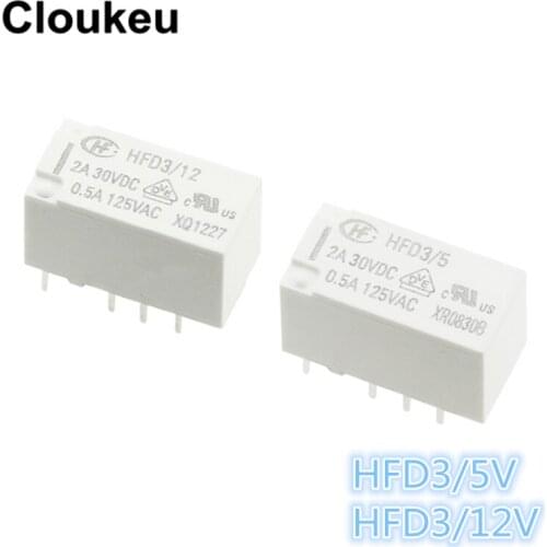 100Pcs Relay DIP8 HFD3/5V HFD3/12V 0.5A TX2