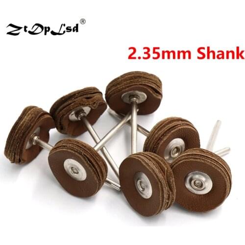 2.35MM Shank Cowhide Leather Grinding Heads Mill Amber Bright Mirror Polish Pad Wheel Disk Jade Carving Drill Rotary Polishing