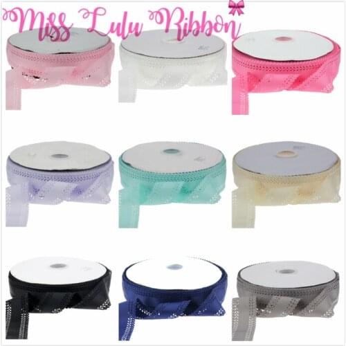 2"50mm Flower Hollow Grosgrain Ribbon Solid Color DIY Party Home Decoration Hair Bowknots Making 100yards/roll