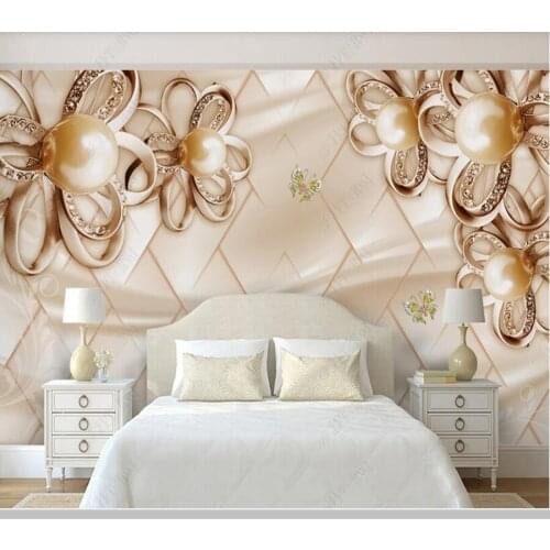 Papel de parede 3d luxury golden rose flower soft bag pearl jewelry 3D wallpaper,living room bedroom wall papers home decor