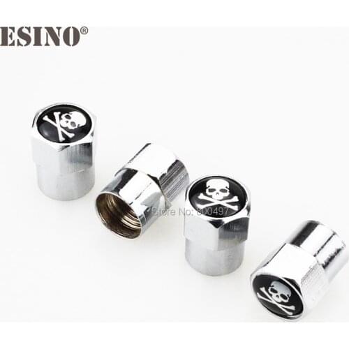 4 x Car Styling Stainless Zinc Alloy Pirate Skull Car Tire Valve Caps Wheel Tires Valves Tyre Stem Air Caps Airtight Covers
