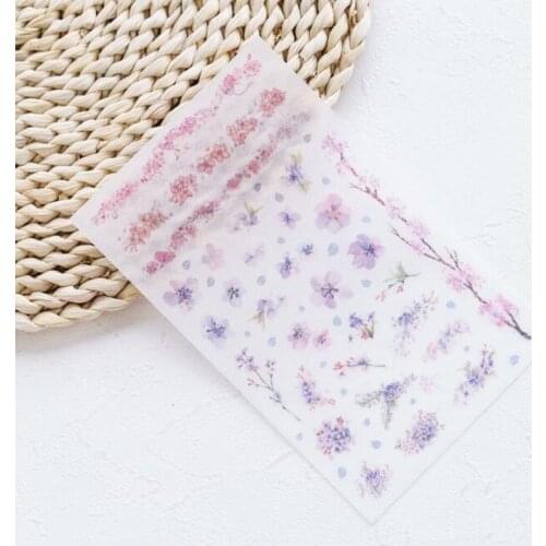 6 Sheets Kawaii Romantic Cherry Blossom Flat Sticker DIY Scrapbook Daily Sticker Bullet Journal Office For School Stationery