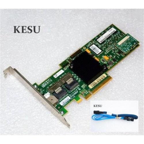 Adapter for LSI 8708EM2 SAS RAID Controller card support raid 0, 1, PCI-e 8X 128M with MiniSAS to 4 SATA Cable