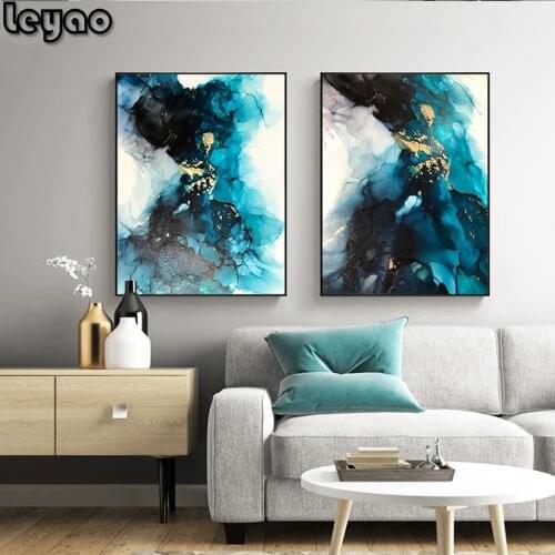 DIY Diamond Painting Abstract Wall Art Blue Marble Landscape Full Square Round Diamond Embroidery Rhinestones Mosaic Home Decor