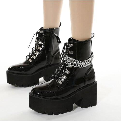 Fashion Trendy Platform High Heels Autumn Winter Add Plush Black Shoes Stylish Ankle Boots Platform womens boots with platform