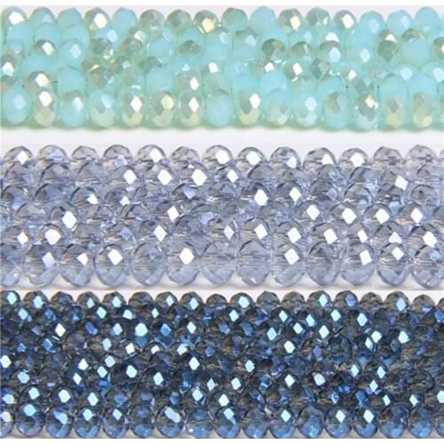 Loose spacer Faceted round flat Blue Glass Beads Austria Crystal Beads for jewelry making bracelet earring necklace Accessories