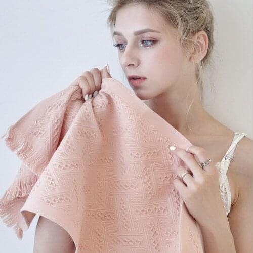 Household Pure Color Simple Cotton Towel Fringed Lace Bathroom Absorbent Soft And Comfortable Skin-friendly Towel Face Towel