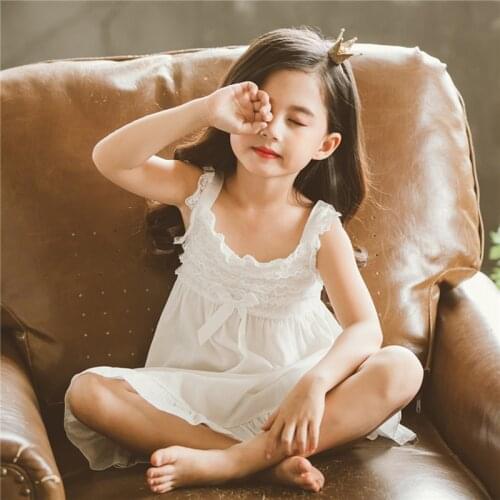 Children Clothing Summer Dresses Girls Pajamas Princess Nightgown Kids Home cotton material Girl Sleepwear white Slip dress