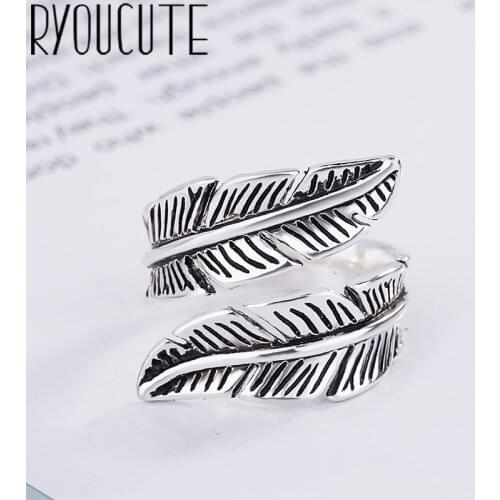 Hot Sale Romantic Silver Color Big Feather Finger Rings for Women Jewelry Christmas Gift Dropship