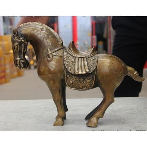 China Bronze Copper Fengshui Zodiac Year Tang Small Horse Horses Animal Statue