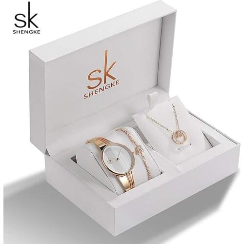 SK Brand Creative Women Watch Bracelet Necklace Set Female Jewelry Fashion Luxury Women Watch Bangle Set For Valentines Gift