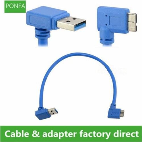 USB 3.0 A 90 degree Down Angle male to Micro B male 90 degree Right Angle short Cable 30cm