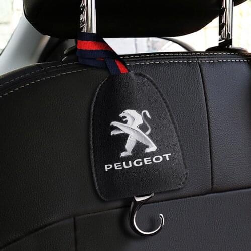 Leather Car Seat Back Hook Up Car Headrest Hanger Interior Bag Hook For PEUGEOT 206 207 308 307 107 108 407 508 2008 3008 RCZ