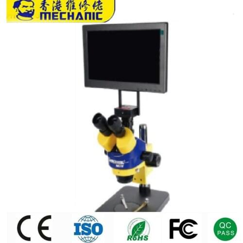 Mechanic MC75T 7-45X Trinocular Stereo Zoom Microscope MCN-XJ700 Industrial HD 11.6inch Display + VGA Camera