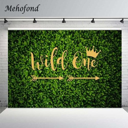 Mehofond Green Leaves Wall Backdrop Wild One Newborn 1st Birthday Party Photography Background Banner Photo Studio Photophone