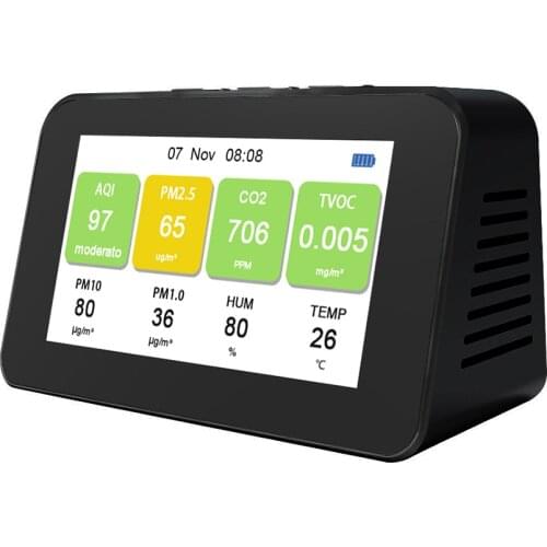 DM601 Multi-function LCD Screen Air Quality Detector PM2.5 PM1.0 PM10 CO2 TVOC Particle Detectors Temperature Humidity Monitor