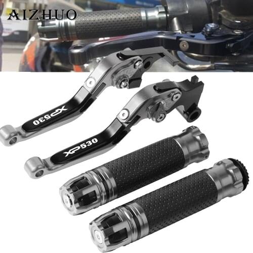 Motorcycle CNC Aluminum Brake Clutch Lever Extendable+Handle Grips Handlebar For YAMAHA XP530 XP 530 2012 2013 2014 2015 2016
