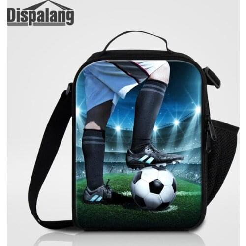 Dispalang Men Messenger Cooler Lunch Bag Custom Football Print Food Storage Lunchbox For Boys Portable Insulated Lunch Container