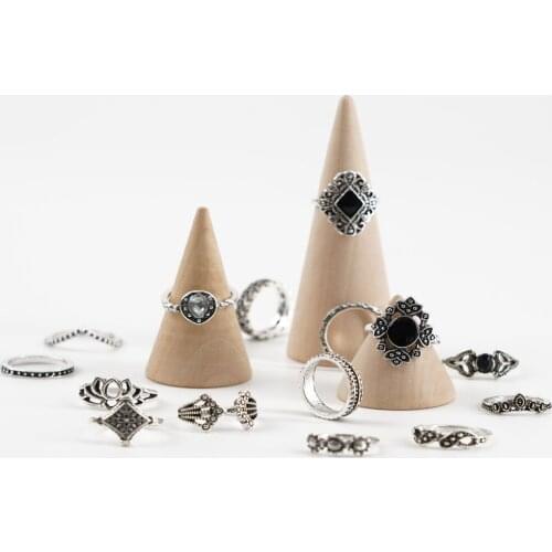 15Pcs Retro Antique Sunflower Finger Rings Set For Women Bohemia Crystal Water Drop Joint Lotus Party Vintage Jewelry