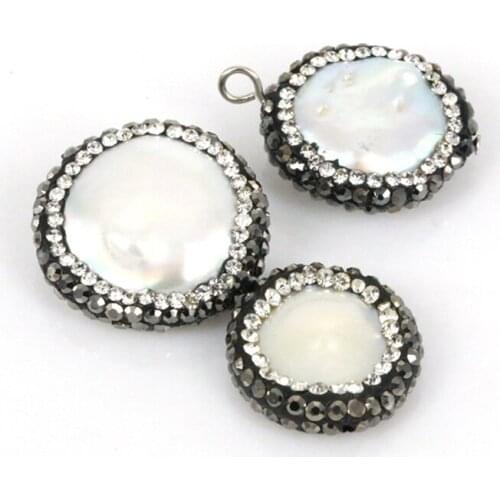 New Charms Closed Round Oval Long Strip Peanut White Pearl Jewelry Connectors Pendant For Earrings Diy Jewelry Making Material
