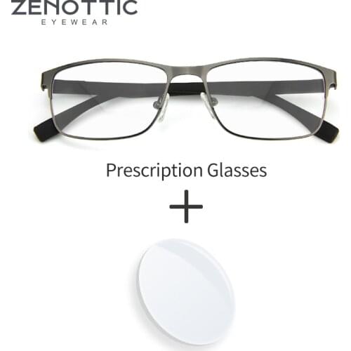 ZENOTTIC Unisex Prescription Glasses Metal Square Optical Myopia Eyeglasses Anti Blue Light Men Women Prescription Glasses