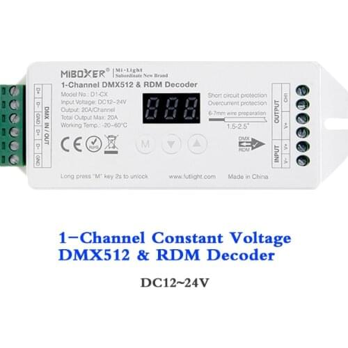 1 CH Constant Voltage Single Color DMX512 Decoder Support RDM Function can be used with DMX512 Master For DC 12V 24V Led Strip