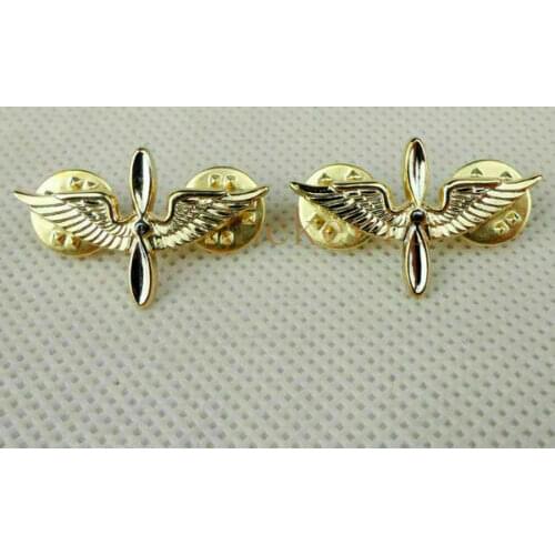 Pair US Air Force Aviation Wings Metal Lapel Badges Pin Brooch Military armyshop2008