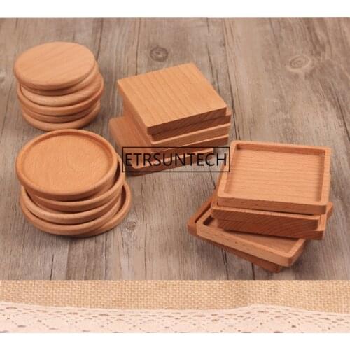 100pcs/lot 8.8cm Beech Wood Coasters Cup Coffee Tea Cup Pads Drinking Mats Teapot Drink Coaster