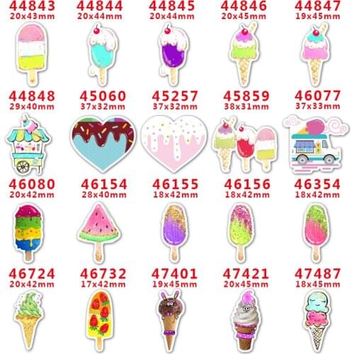DIY Craft Supplies Sewing Accessories Cartoon Ice Cream Printed Planar Resins Mold 30 Pieces. PR-44843