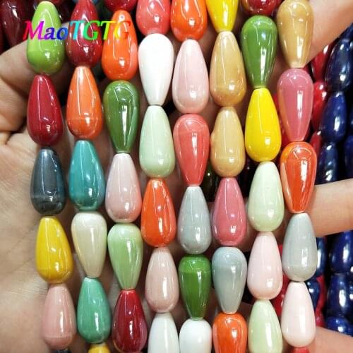 Mixed Color Water Droplets Shaped Ceramic Beads For Jewelry Making DIY Necklace Bracelet 10x20mm Spacer Beads Wholesale