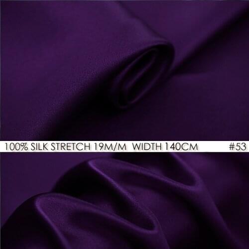 Silk stretch satin 140 cm, width 19momme Elegant Women Evening Dress Material Dark Purple NO 53