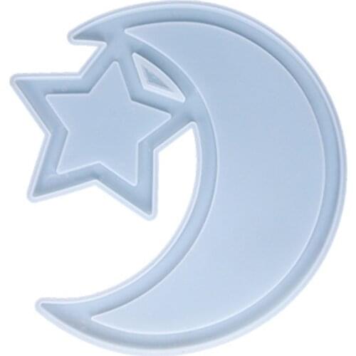 T8DE Ramadan Dessert Tray Resin Mold Moon Star Ramadan Serving Plate Silicone Mould