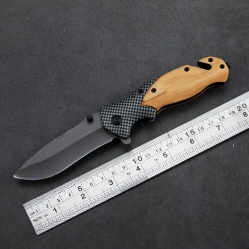 Folding Knife Tactical Pocket Knife Steel Wood Handle Survival Knives Outdoor Camping Hunting Fishing Rescue EDC Tools
