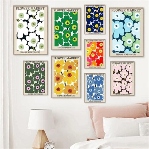 Modern Colorful Flower Market Abstract Canvas Scandinavian Art Printed Poster Wall Picture Flower Mural Living Room Home Decor