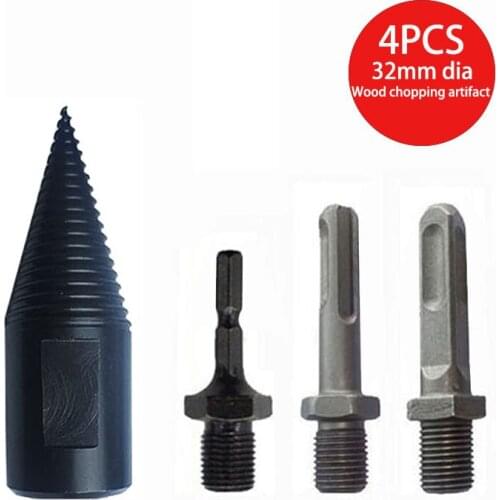 32mm HCS Firewood Splitter Drill Bit Round/Hex/Square Shank Wood Split Cone Woodworking Tools Machine