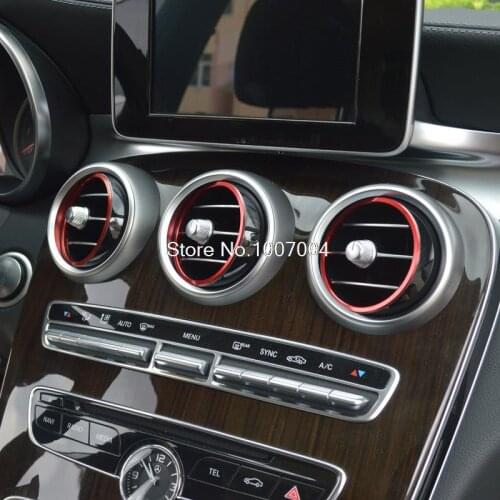7 pcs Air outlet sticker/Instrument panel Air outlet decoration ring sticker for Mercedes-Benz C Class W205 C180 C200 260 C300