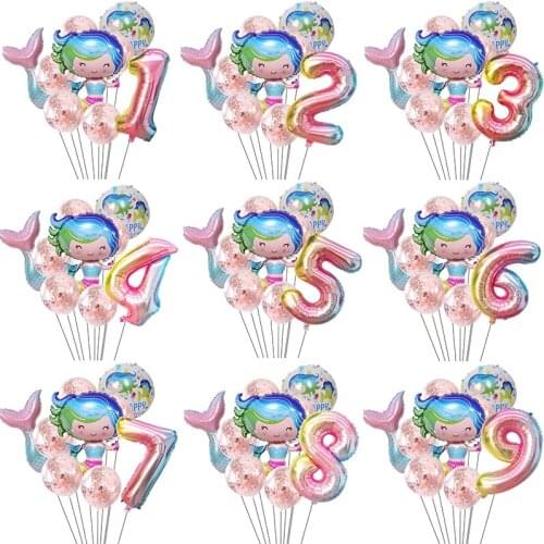 Cute Cartoon Color Mermaid Fishtail Balloon Ocean Theme Summer Party Birthday Wedding Decorations Baby Shower Toy Balloon girl