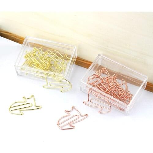Rose Gold cat Cartoon Creative Shaping Paperclip Animal Paper Clip Paper Clips Papeleria Office Accessories Paperclips